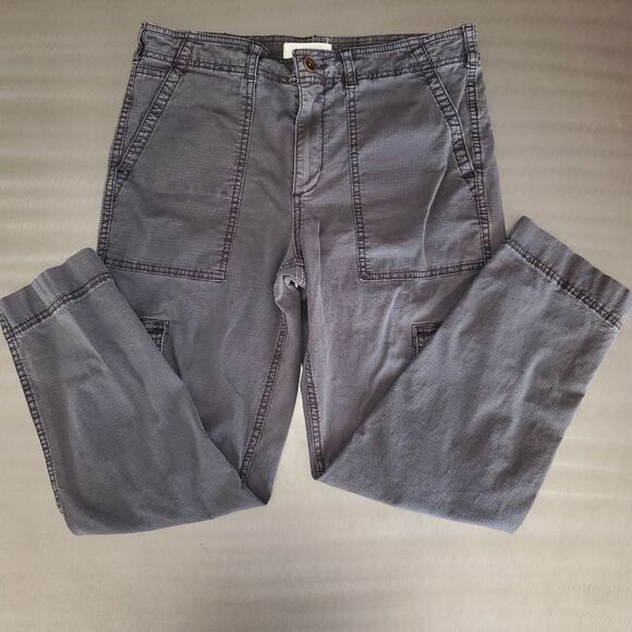 Anthropologie Jennie Ripstop High Rise Cargo Ankle Pant Washed Black Utility 28 - Picture 2 of 14